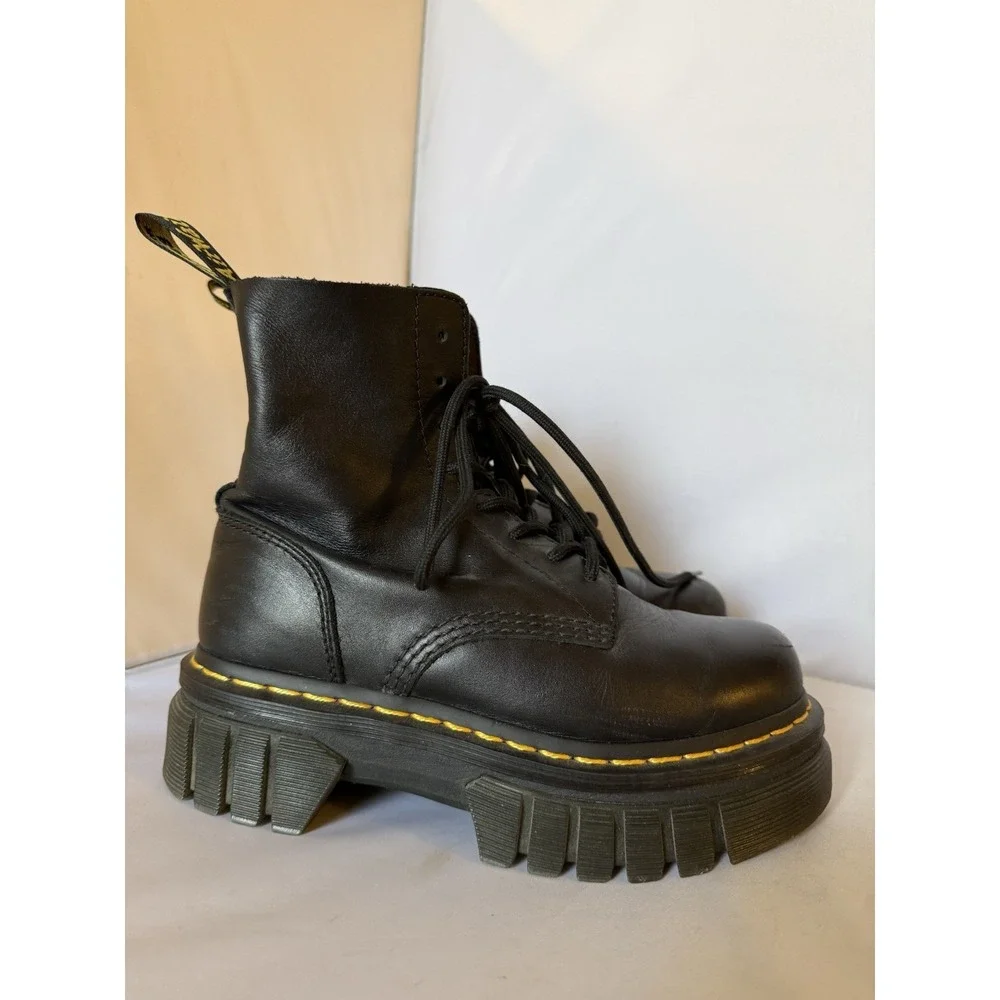 Dr. Martens Audrick 8-Eye Platform Boot Napa Soft Black Leather Combat Women's 6